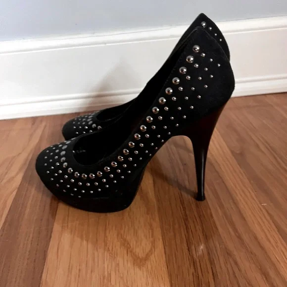 Excellent condition Elsa Ducci stiletto and platform décolleté 👠black with studs - Picture 3 of 5